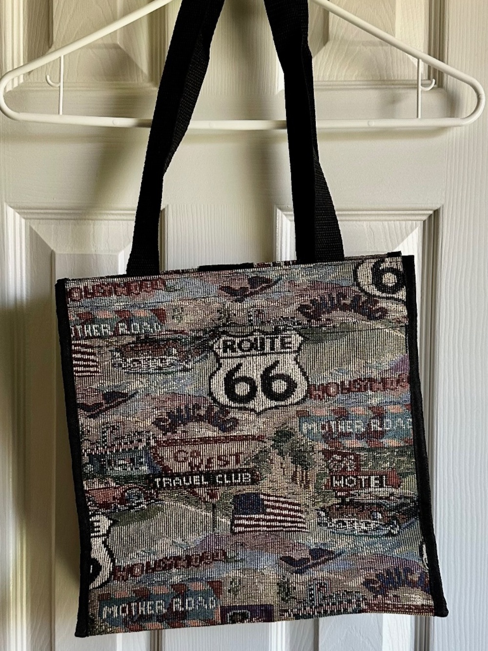 Vintage Bovano USA Route 66 Tote Bag Tapestry Purse